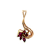 14kt Yellow Gold Diamond & Red Stone Flower Pendant