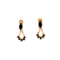 14kt Yellow Gold Blue Stone Dangling Earrings