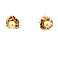 14kt Yellow Gold Pearl Flower Earrings