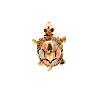 14kt Tri-Color CZ Turtle Pendant