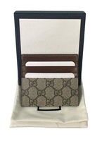 Gucci Brown GG Supreme Canvas Card Holder Wallet