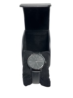 Armani Exchange Three-Hand Black Leather Watch