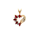 14kt Yellow Gold Diamond & Red Stone Heart  Pendant