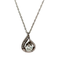 14kt White Gold .36ct tw GIA VS1 I Diamond Pendant & Chain