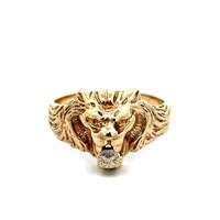 10kt Yellow Gold Diamond Lion Ring