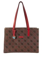 Vintage Dooney & Bourke Signature DB Logo Canvas Shoulder Tote 