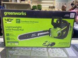 Greenworks 14” Cordless Chainsaw 40v Automatic Oiler Battery &Charger Included