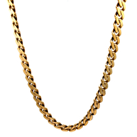 10kt Yellow Gold 22" 8mm CZ Hollow Miami Cuban Link Chain