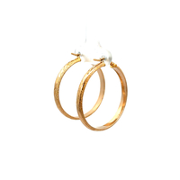 14kt Yellow Gold Diamond Cut Hoop Earrings