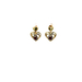 14kt Yellow Gold Diamond & Red Stone Heart Earrings