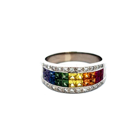 14kt White Gold .20ct tw Diamond & Rainbow Ring