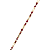 14kt Yellow Gold Diamond & Red Stone Bracelet