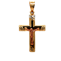 14kt Tri-Color Crucifix Cross Pendant 