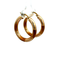 14kt Yellow Gold Diamond Cut Hoop Earrings