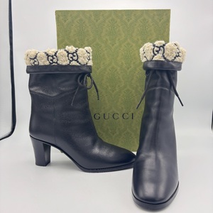 Gucci Shearling Effect Cloud Leather Fold Over Boots