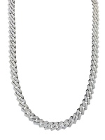 10kt White Gold 22.5" 10mm 19.00ct tw Diamond Edge Miami Cuban Link Chain 