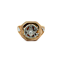 10kt Two Tone .10ct tw Diamond Masonic Ring 