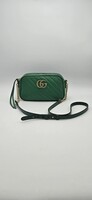 Gucci Azalea GG Marmont Small Matelassé Camera Bag in Green Calfskin Leather