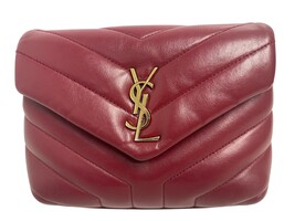 Saint Laurent Quilted LouLou in Burgundy Leather