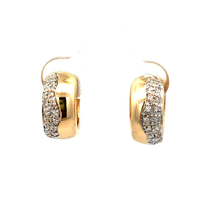 14kt Two Tone .20ct tw Diamond Huggie Hoop Earrings