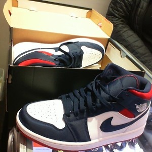 Air Jordan 1 Mid SE "USA" Navy/White/Red Men's Sneakers - Size 9