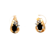 10kt Yellow Gold Diamond & Onyx Stud Earrings