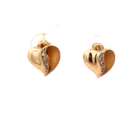 14kt Yellow Gold Diamond Heart Stud Earrings