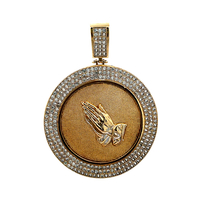 10kt Yellow Gold CZ Praying Hands Pendant 