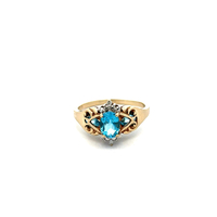 10kt Yellow Gold Diamond & Blue Topaz Ring
