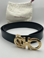 Salvatore Ferragamo Black & Brown Reversible Belt W/ Dust Bag