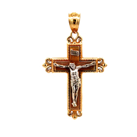 10kt Two Tone Crucifix Cross Pendant