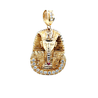 10kt Yellow Gold CZ Pharaoh Egyptian Pendant 