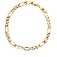 14kt Yellow Gold 8" 5mm Diamond Cut Figaro Link Bracelet 