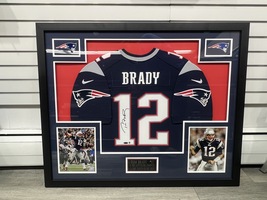 Tom Brady Autographed Patriots Jersey Framed Display w/ Steiner COA 
