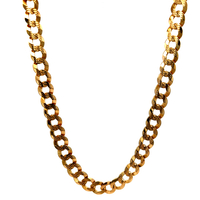 14kt Yellow Gold 25'' 8mm Diamond Cut Curb Chain