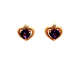 10kt Yellow Gold Diamond & Amethyst Heart Stud Earrings