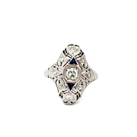 18kt White Gold .35ct tw Diamond & Sapphire Ring