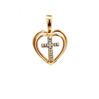 14kt Yellow Gold Cross Heart Pendant 