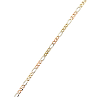 14kt Tri-Color 8" 3.75mm Figaro Link Bracelet