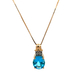 14kt Yellow Gold .15cttw Diamond & Blue Topaz Pendant With Chain