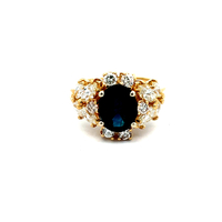 18kt Yellow Gold 1.00ct tw Diamond & Blue Sapphire Ring 