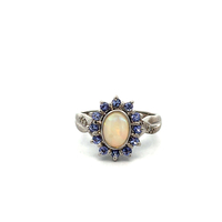 10kt White Gold Opal & Amethyst Ring 