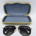 GUCCI GG0062S 003 57mm Aviator Green/Red Unisex Sunglasses with Light Grey Lens