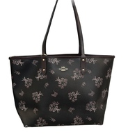 Coach Black Pink Floral Handbag Tote Purse F78283 