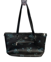 Coach Black Blue Floral Tote Purse Handbag f88877
