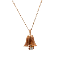 14kt Yellow Gold Pearl Bell Pendant With Chain 