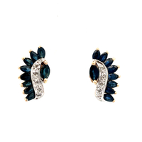14kt Yellow Gold Diamond & Sapphire Earrings