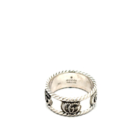 Gucci GG Marmont Cabled Sterling Silver Band Ring