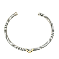 David Yurman .925 & 18kt X Classic Cable Station Bracelet