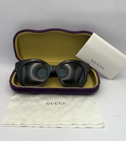 GUCCI Polarized Round Frame Acetate Sunglasses with Stars in Black GG0207S